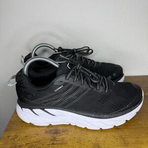 Hoka One One Clifton 6 Running Shoes Women's Size 8 Black White